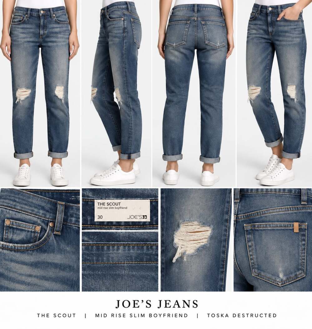 Joe's Jeans The Scout Mid Rise Slim Boyfriend Toska Destructed Jeans